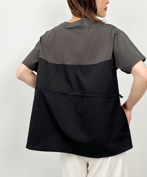 PICCIN(ピッチン)の「布帛ドッキングTシャツ(Tシャツ/カットソー・レディース・オフホワイト/チャコールグレー・M)」の22枚目の写真