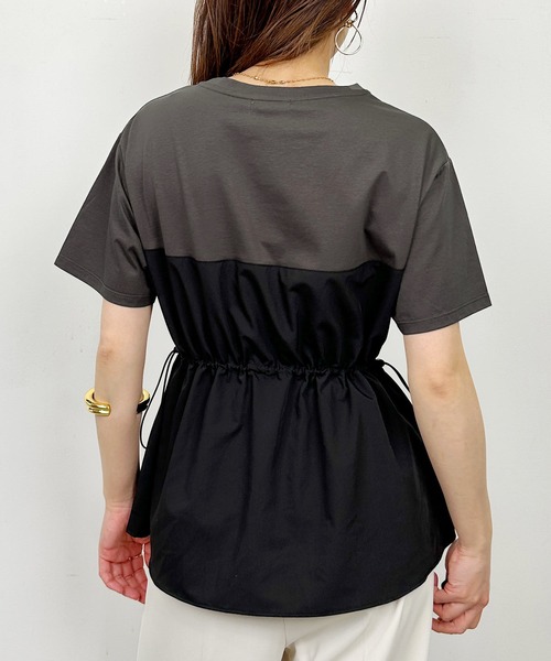 PICCIN(ピッチン)の「布帛ドッキングTシャツ(Tシャツ/カットソー・レディース・オフホワイト/チャコールグレー・M)」の15枚目の写真