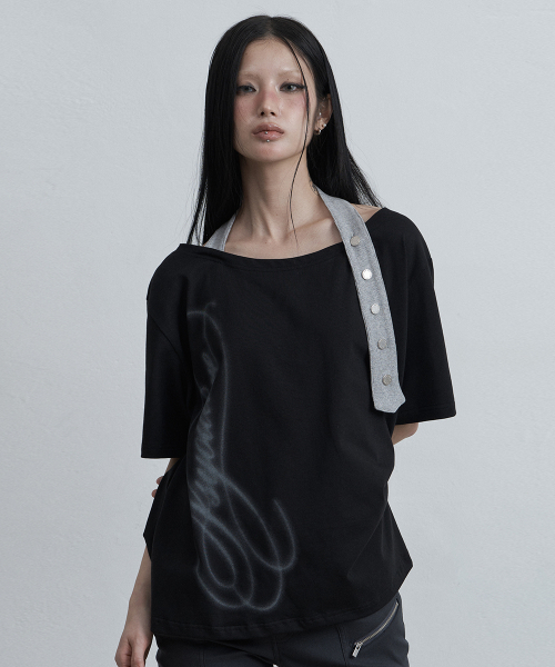 as you are(アズユーアー)の「ベルト付きホルターネックオフショルダーティー ブラック(Tシャツ/カットソー・レディース・その他・OS)」の1枚目の写真