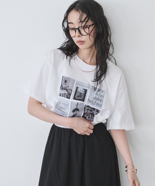 Anclear oui(アンクリアウィ)の「アソートプリントデザインT(Tシャツ/カットソー・レディース・ホワイト系その他/ホワイト系その他3/ホワイト系その他2・F)」の3枚目の写真