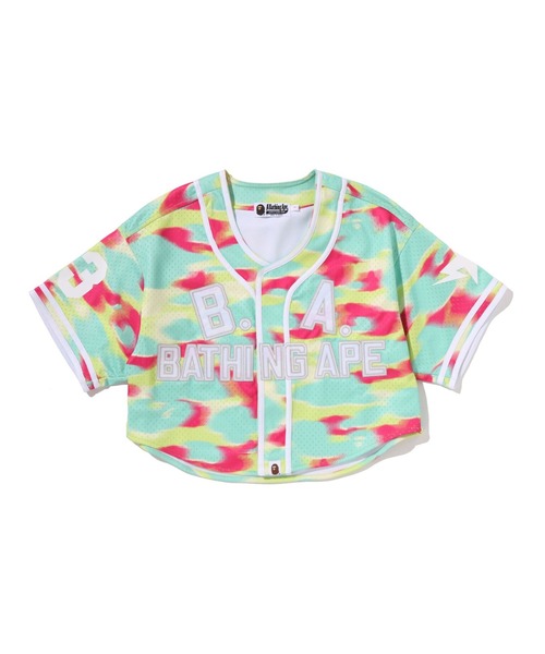 A BATHING APE(アベイシングエイプ)の「SCREEN CAMO MULTI LOGO BASEBALL SHIRT(シャツ/ブラウス・レディース・マルチ・MEDIUM)」の1枚目の写真
