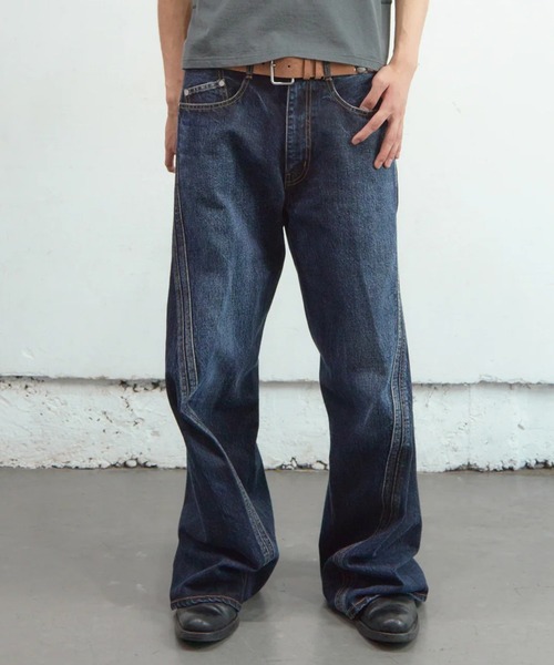NVRFRGT(ネヴァーフォーゲット)の「【NVRFRGT】3D TWISTED WIDE LEG JEANS(デニムパンツ・メンズ・インディゴブルー・1/3/2)」の1枚目の写真