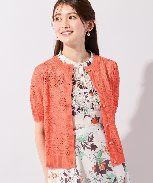Rose Tiara(ローズティアラ)の「透かし編みニットカーディガン(カーディガン/ボレロ・レディース・ブラック/グリーン/ブラウン/オレンジ・46/42/38)」の4枚目の写真