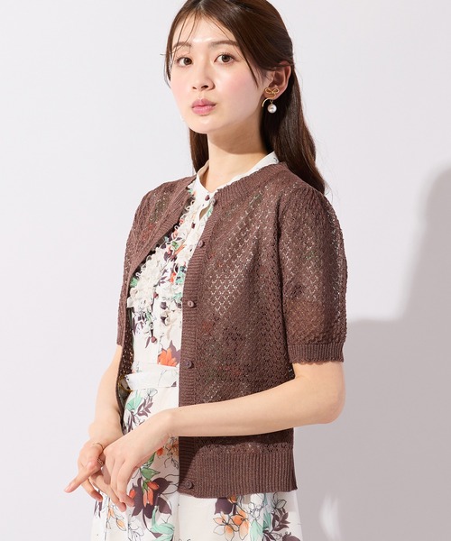 Rose Tiara(ローズティアラ)の「透かし編みニットカーディガン(カーディガン/ボレロ・レディース・ブラック/グリーン/ブラウン/オレンジ・46/42/38)」の17枚目の写真