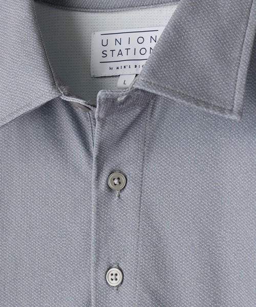 UNION STATION(ユニオンステーション)の「ドットメッシュプリントポロシャツ<ストレッチ・軽量・ハンドウォッシャブル・通気性>(ポロシャツ・メンズ・ブラック/ネイビー/ライトグレー・L/LL/M)」の4枚目の写真