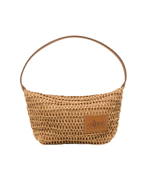 A BATHING APE(アベイシングエイプ)の「HEART BADGE WEAVING HANDBAG(ハンドバッグ・レディース・ベージュ・FREE)」の1枚目の写真