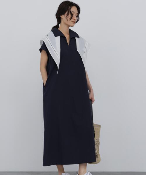 human woman(ヒューマンウーマン)の「◆【名品 / 吸水速乾 / ストレッチ / ウォッシャブル】クールマックスワンピース(ワンピース・レディース・ネイビー/ブラック系その他3・MEDIUM)」の8枚目の写真