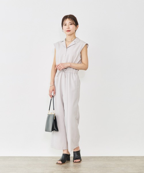 Sirin(シリン)の「フレンチスリーブオールインワン【2サイズ展開】(つなぎ/オールインワン・レディース・ブラウン/ベージュ・S/XS)」の1枚目の写真
