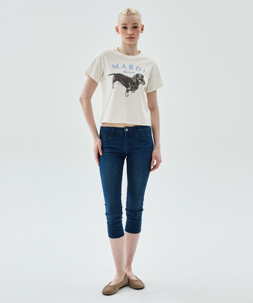 Mardi Mercredi(マルディメクルディ)の「SLIM TSHIRT DDANJI / スリム Tシャツ ダンジ(Tシャツ/カットソー・レディース・アイボリー系2/アイボリー系1/アイボリー系・FREE)」の6枚目の写真