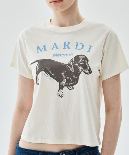 Mardi Mercredi(マルディメクルディ)の「SLIM TSHIRT DDANJI / スリム Tシャツ ダンジ(Tシャツ/カットソー・レディース・アイボリー系2/アイボリー系1/アイボリー系・FREE)」の5枚目の写真