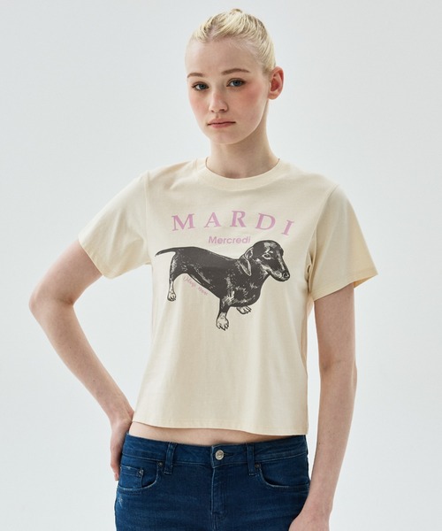 Mardi Mercredi(マルディメクルディ)の「SLIM TSHIRT DDANJI / スリム Tシャツ ダンジ(Tシャツ/カットソー・レディース・アイボリー系2/アイボリー系1/アイボリー系・FREE)」の7枚目の写真