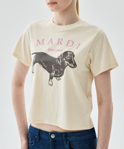 Mardi Mercredi(マルディメクルディ)の「SLIM TSHIRT DDANJI / スリム Tシャツ ダンジ(Tシャツ/カットソー・レディース・アイボリー系2/アイボリー系1/アイボリー系・FREE)」の8枚目の写真