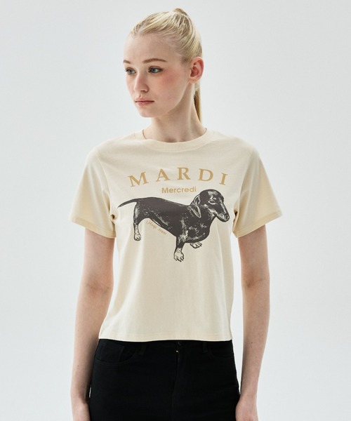 Mardi Mercredi(マルディメクルディ)の「SLIM TSHIRT DDANJI / スリム Tシャツ ダンジ(Tシャツ/カットソー・レディース・アイボリー系2/アイボリー系1/アイボリー系・FREE)」の10枚目の写真
