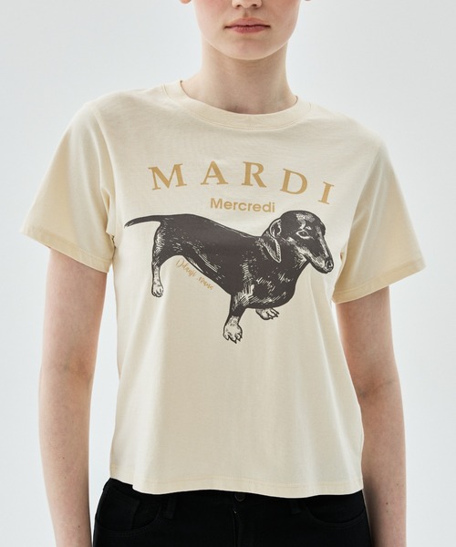 Mardi Mercredi(マルディメクルディ)の「SLIM TSHIRT DDANJI / スリム Tシャツ ダンジ(Tシャツ/カットソー・レディース・アイボリー系2/アイボリー系1/アイボリー系・FREE)」の11枚目の写真