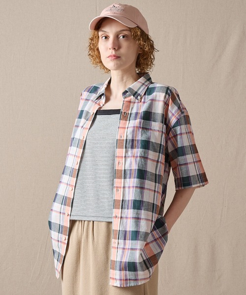 Eddie Bauer(エディーバウアー)の「マドラス プレイド 半袖シャツ(シャツ/ブラウス・メンズ・オレンジ系/レッド系/ネイビー系/ベージュ系・M/L/XL/XXL/S)」の1枚目の写真
