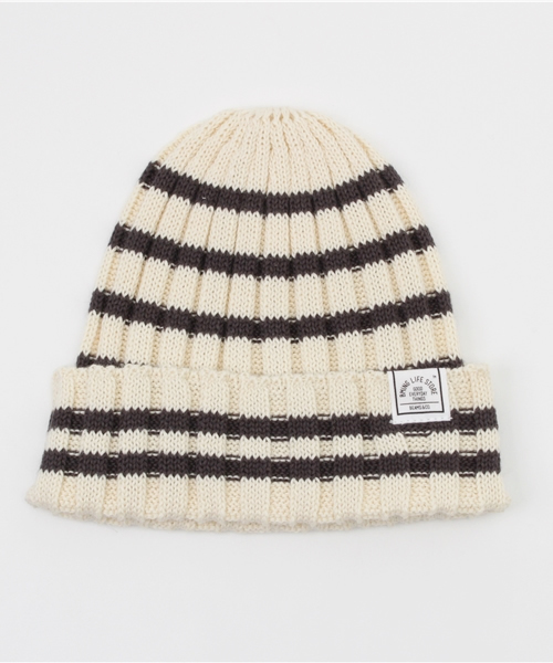 B:MING by BEAMS（ビーミングバイビームス）の「ビーミング by ビームス / ボーダーワッチキャップ 16SS（ニットキャップ/ビーニー・キッズ・オフホワイト/レッド系その他/ネイビー・MEDIUM/SMALL）」の8枚目の写真