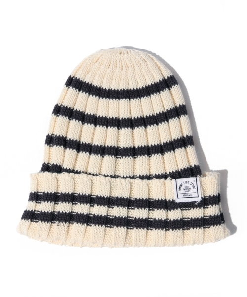 B:MING by BEAMS（ビーミングバイビームス）の「ビーミング by ビームス / ボーダーワッチキャップ 16SS（ニットキャップ/ビーニー・キッズ・オフホワイト/レッド系その他/ネイビー・MEDIUM/SMALL）」の7枚目の写真