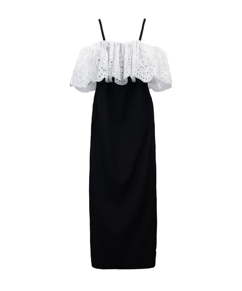 ANDRESD（アンドレスド）の「カットワークフリルドレス / cutwork frill dress（ドレス・レディース・ブラック×ホワイト/ブラック×グレー・S/L/M）」の9枚目の写真