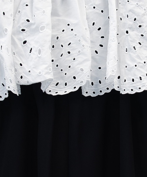 ANDRESD（アンドレスド）の「カットワークフリルドレス / cutwork frill dress（ドレス・レディース・ブラック×ホワイト/ブラック×グレー・S/L/M）」の7枚目の写真