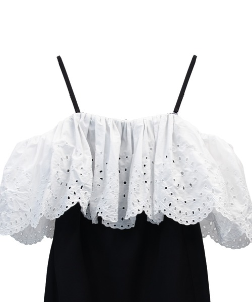 ANDRESD（アンドレスド）の「カットワークフリルドレス / cutwork frill dress（ドレス・レディース・ブラック×ホワイト/ブラック×グレー・S/L/M）」の6枚目の写真