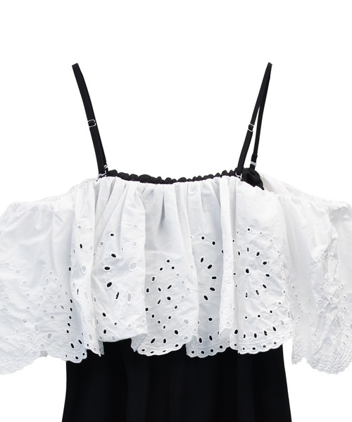 ANDRESD（アンドレスド）の「カットワークフリルドレス / cutwork frill dress（ドレス・レディース・ブラック×ホワイト/ブラック×グレー・S/L/M）」の5枚目の写真