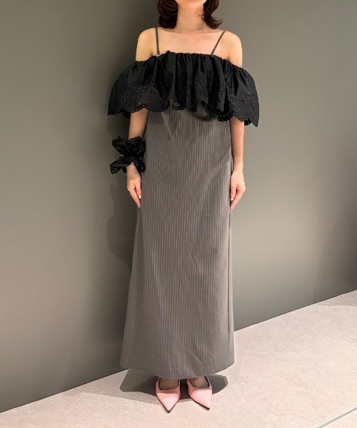 ANDRESD（アンドレスド）の「カットワークフリルドレス / cutwork frill dress（ドレス・レディース・ブラック×ホワイト/ブラック×グレー・S/L/M）」の22枚目の写真