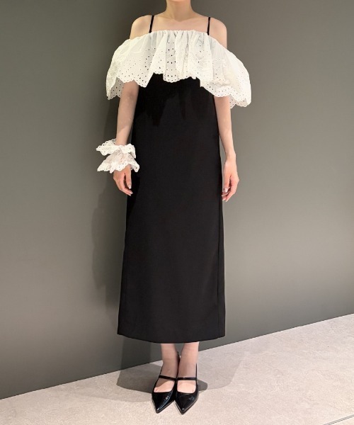 ANDRESD（アンドレスド）の「カットワークフリルドレス / cutwork frill dress（ドレス・レディース・ブラック×ホワイト/ブラック×グレー・S/L/M）」の19枚目の写真