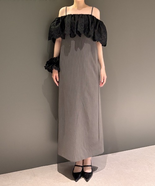 ANDRESD（アンドレスド）の「カットワークフリルドレス / cutwork frill dress（ドレス・レディース・ブラック×ホワイト/ブラック×グレー・S/L/M）」の13枚目の写真