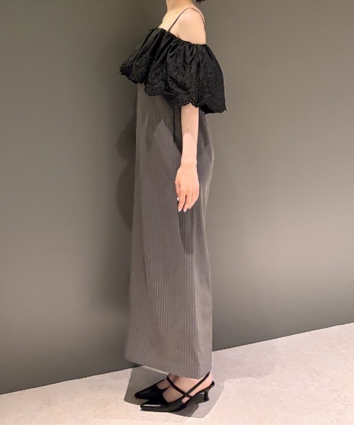 ANDRESD（アンドレスド）の「カットワークフリルドレス / cutwork frill dress（ドレス・レディース・ブラック×ホワイト/ブラック×グレー・S/L/M）」の12枚目の写真