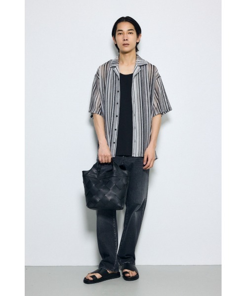 AZUL by moussy（アズールバイマウジー）の「イントレチャート2WAYトートバッグ（トートバッグ・メンズ・グレー/ブラック・FREE）」の4枚目の写真