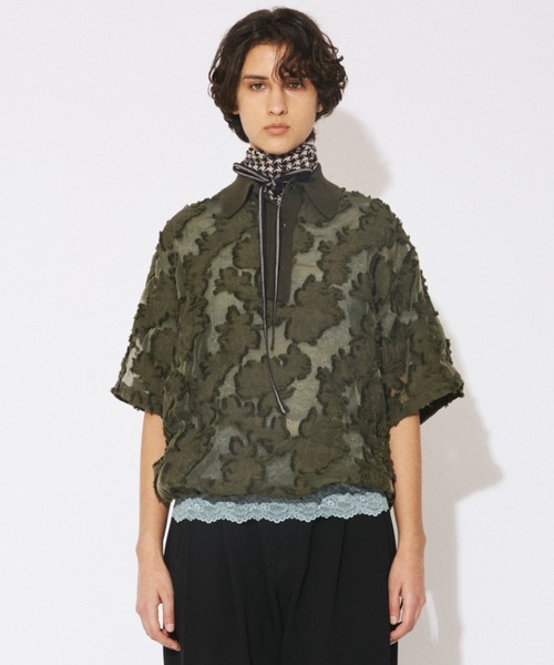 beautiful people(ビューティフルピープル)の「aloha jacquard polo shirt(シャツ/ブラウス・レディース・ブラック/オリーブ・38)」の10枚目の写真