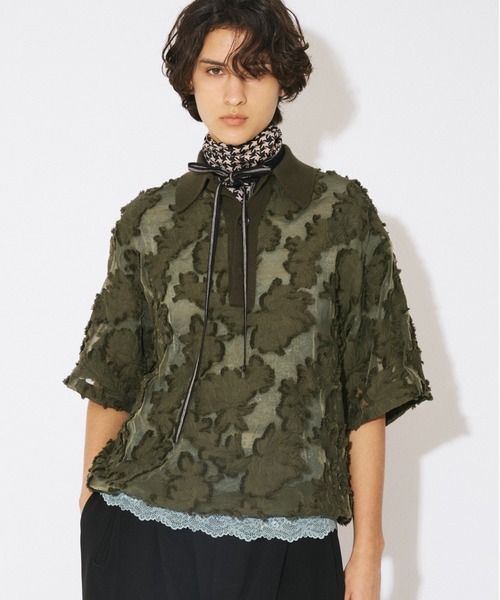 beautiful people(ビューティフルピープル)の「aloha jacquard polo shirt(シャツ/ブラウス・レディース・ブラック/オリーブ・38)」の3枚目の写真