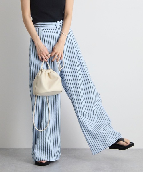 STELLA FISH(ステラフィッシュ)の「【2サイズ展開】裾ドロスト2WAYストライプワイドパンツ / ウエストゴム(スラックス・レディース・オフホワイト/ピンク/ブルー・SMALL/MEDIUM)」の15枚目の写真
