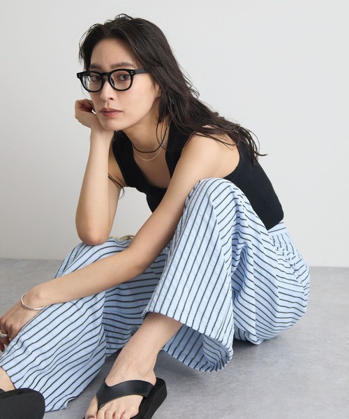 STELLA FISH(ステラフィッシュ)の「【2サイズ展開】裾ドロスト2WAYストライプワイドパンツ / ウエストゴム(スラックス・レディース・オフホワイト/ピンク/ブルー・SMALL/MEDIUM)」の19枚目の写真