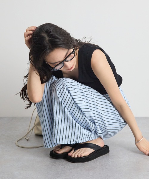 STELLA FISH(ステラフィッシュ)の「【2サイズ展開】裾ドロスト2WAYストライプワイドパンツ / ウエストゴム(スラックス・レディース・オフホワイト/ピンク/ブルー・SMALL/MEDIUM)」の20枚目の写真