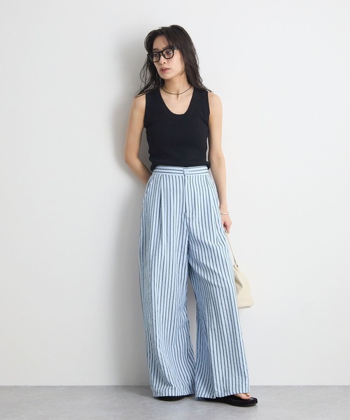 STELLA FISH(ステラフィッシュ)の「【2サイズ展開】裾ドロスト2WAYストライプワイドパンツ / ウエストゴム(スラックス・レディース・オフホワイト/ピンク/ブルー・SMALL/MEDIUM)」の22枚目の写真
