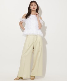 ベルト付きハイウエストワイドパンツ