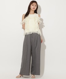 ベルト付きハイウエストワイドパンツ