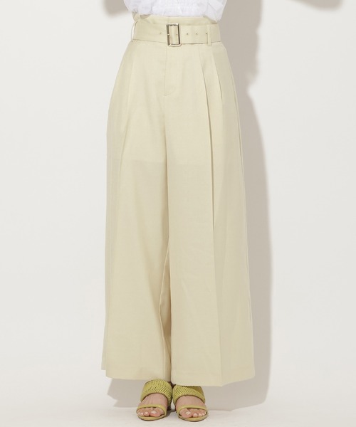AND COUTURE(アンドクチュール)の「ベルト付きハイウエストワイドパンツ(その他パンツ・レディース・ベージュ/イエロー/ライトグレー・MEDIUM/SMALL)」の16枚目の写真