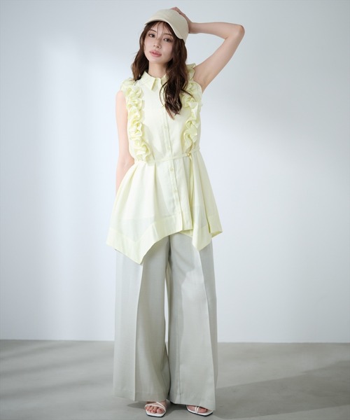 AND COUTURE(アンドクチュール)の「ベルト付きハイウエストワイドパンツ(その他パンツ・レディース・ベージュ/イエロー/ライトグレー・MEDIUM/SMALL)」の22枚目の写真