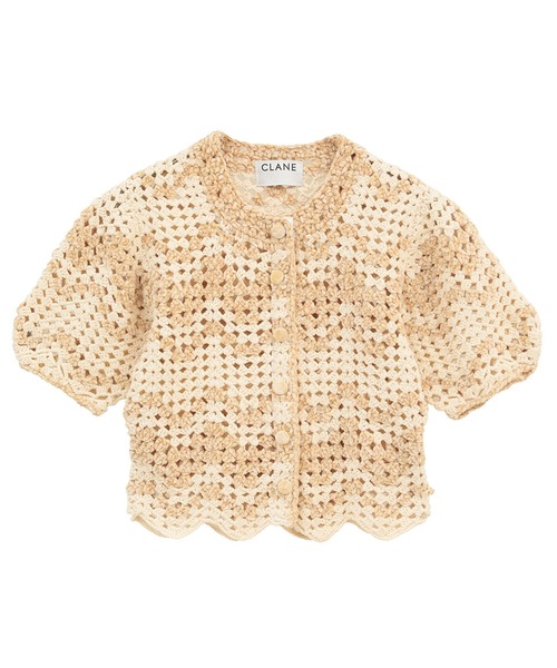 CLANE(クラネ)の「【CLANE】MALL BORDER HAND CROCHET KNIT CARDIGAN(カーディガン/ボレロ・レディース・ベージュ/ブラック/ブラウン・1)」の1枚目の写真