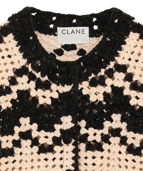CLANE(クラネ)の「【CLANE】MALL BORDER HAND CROCHET KNIT CARDIGAN(カーディガン/ボレロ・レディース・ベージュ/ブラック/ブラウン・1)」の5枚目の写真
