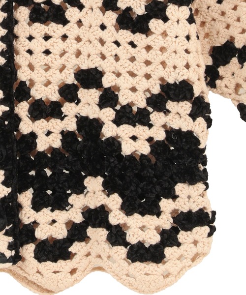 CLANE(クラネ)の「【CLANE】MALL BORDER HAND CROCHET KNIT CARDIGAN(カーディガン/ボレロ・レディース・ベージュ/ブラック/ブラウン・1)」の7枚目の写真