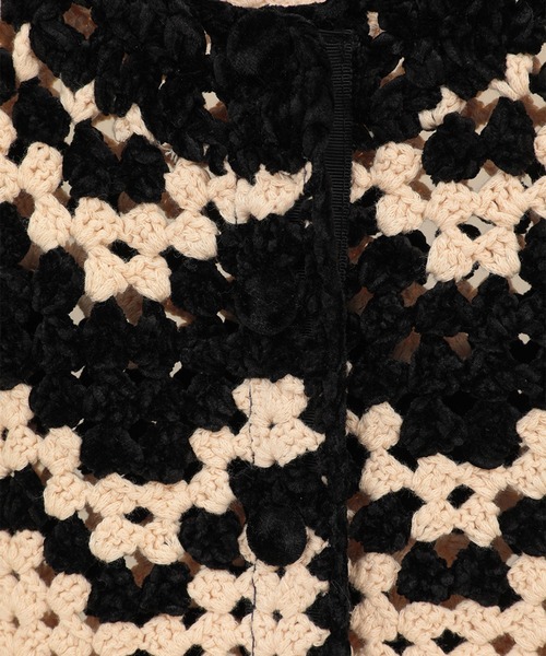 CLANE(クラネ)の「【CLANE】MALL BORDER HAND CROCHET KNIT CARDIGAN(カーディガン/ボレロ・レディース・ベージュ/ブラック/ブラウン・1)」の8枚目の写真