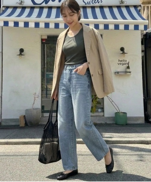 SUGAR BISKET(シュガービスケット)の「コットンカーブワイドデニムパンツ(デニムパンツ・レディース・ピンク/ワンウォッシュ/ブルー/ベージュ/イエロー・L/M)」の11枚目の写真