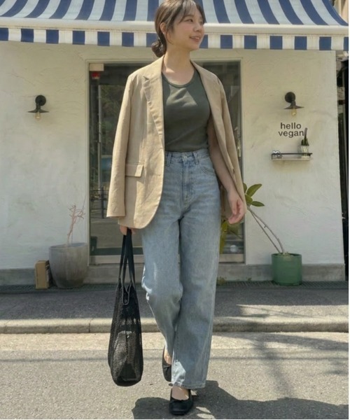 SUGAR BISKET(シュガービスケット)の「コットンカーブワイドデニムパンツ(デニムパンツ・レディース・ピンク/ワンウォッシュ/ブルー/ベージュ/イエロー・L/M)」の13枚目の写真