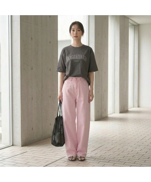 SUGAR BISKET(シュガービスケット)の「コットンカーブワイドデニムパンツ(デニムパンツ・レディース・ピンク/ワンウォッシュ/ブルー/ベージュ/イエロー・L/M)」の18枚目の写真