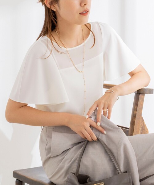 NOLLEY’S(ノーリーズ)の「《接触冷感》ウォッシャブルシアー切替ツイルブラウス(シャツ/ブラウス・レディース・オフホワイト/ライトグレー/ブラック・36/38)」の6枚目の写真