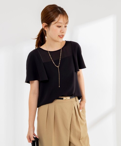 NOLLEY’S(ノーリーズ)の「《接触冷感》ウォッシャブルシアー切替ツイルブラウス(シャツ/ブラウス・レディース・オフホワイト/ライトグレー/ブラック・36/38)」の12枚目の写真