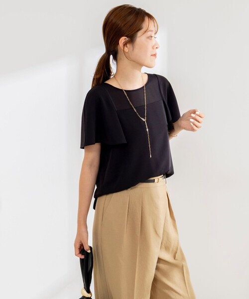 NOLLEY’S(ノーリーズ)の「《接触冷感》ウォッシャブルシアー切替ツイルブラウス(シャツ/ブラウス・レディース・オフホワイト/ライトグレー/ブラック・36/38)」の17枚目の写真